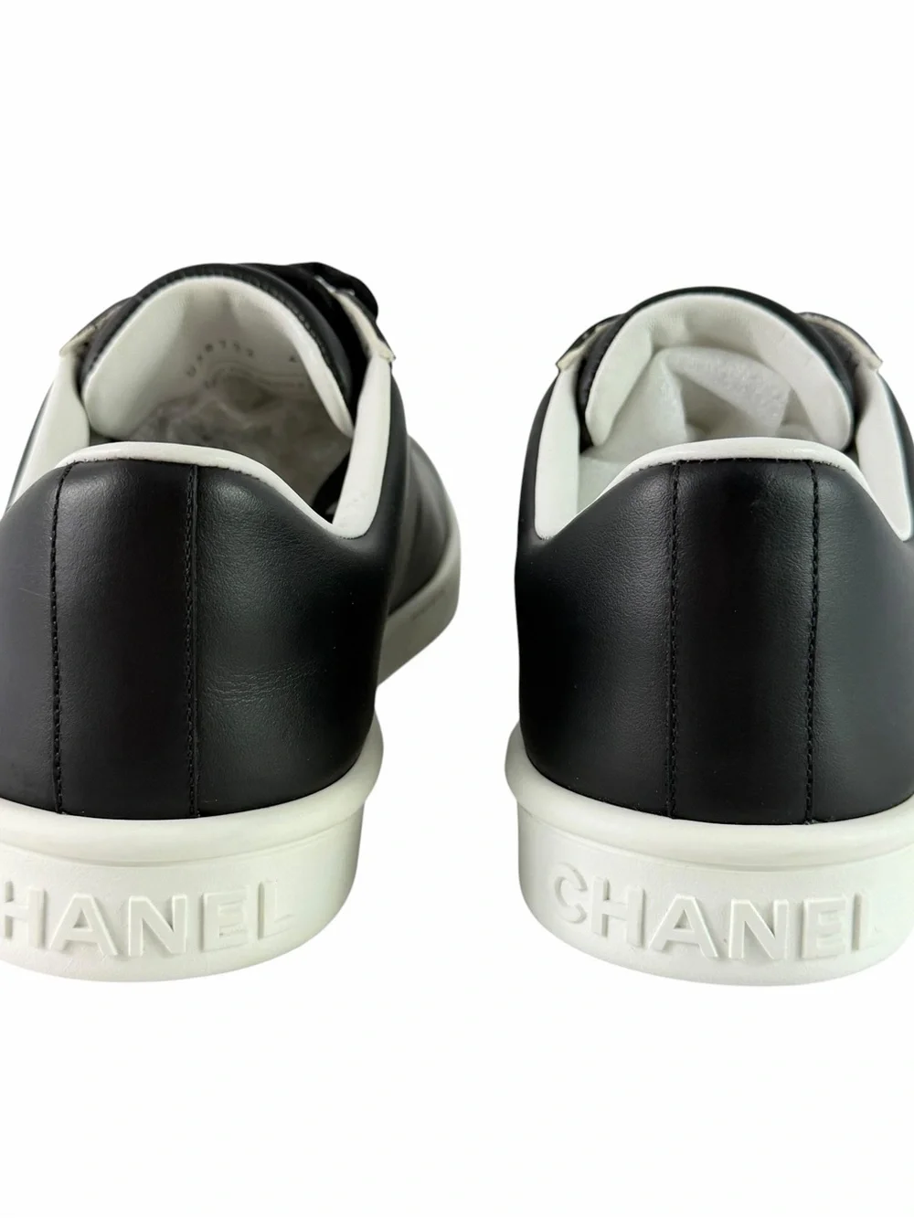 CHANEL Uniform Black Leather Low Top Unisex Sneakers Marked as 42 - W 11 - M 9